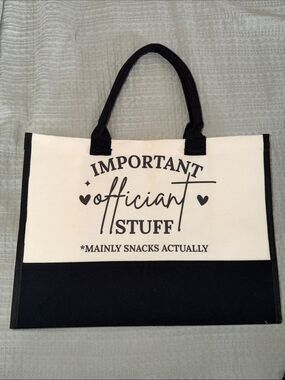 Important Officiant Stuff Tote Bag - Black & White